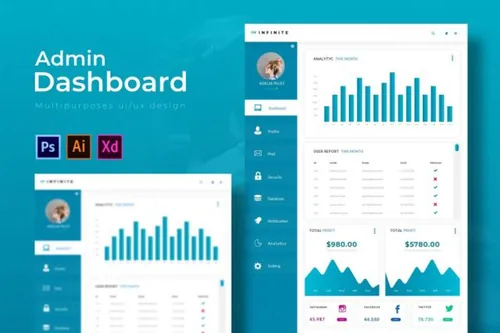 大数据后台管理仪表盘下载 (PSD,Ai,XD)