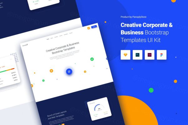 有创意的企业网站Bootstrap模板下载[Sketch,PSD,XD