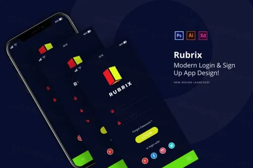 酷炫的深色APP登录页设计模板下载[XD]