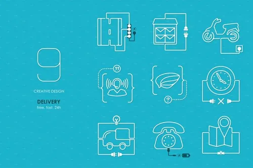 快递沟通矢量图标 Delivery connection flat design