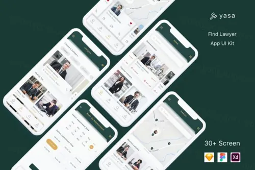 共享律师 App UI Kit 套装模板下载[Sketch,Fig,X