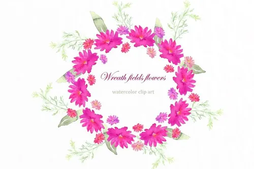 野花花环剪贴画 Wreath fields flowers clipart
