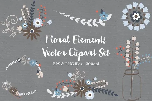 花卉素材剪贴画hua’huihua’h Floral Wreath Clipart Vectors