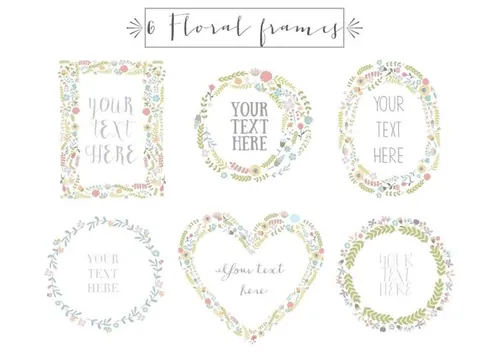 花卉框插画 Floral frames clip art , vol.1
