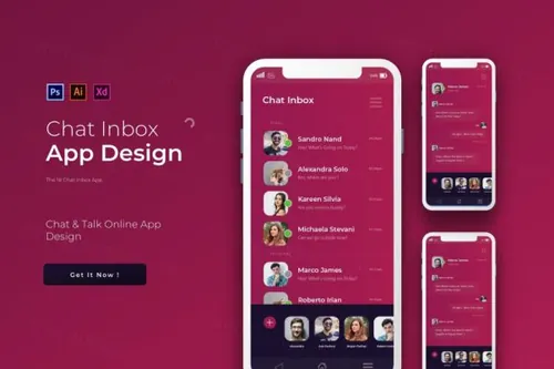 社交聊天好友列表 App 设计模板[PSD,Ai,XD]