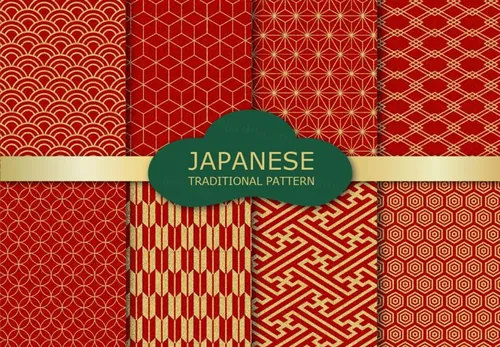 日式现代传统中国风春节过年红金色背景