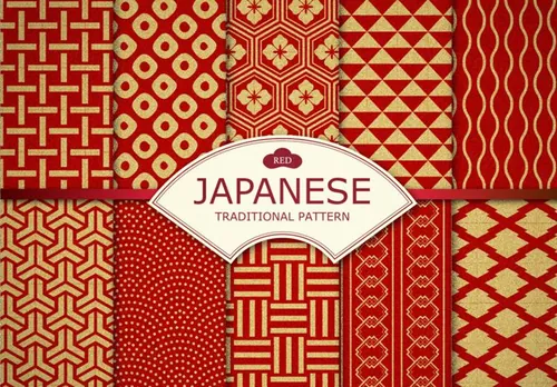 日式现代传统中国风春节过年红金色背景