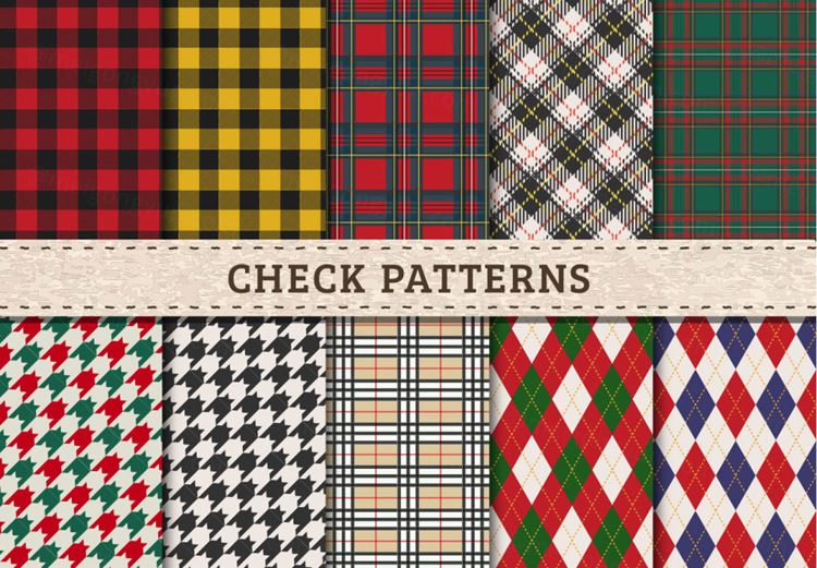 针织毛线格子衬衫无缝拼接矢量图案