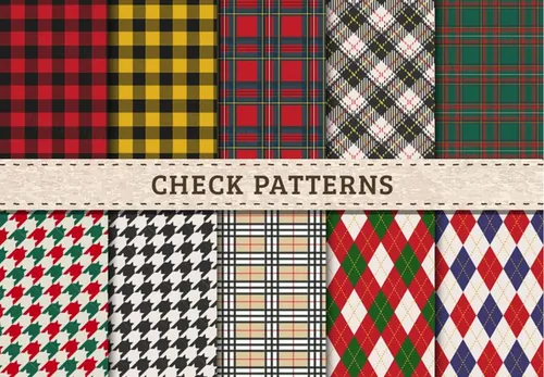 针织毛线格子衬衫无缝拼接矢量图案