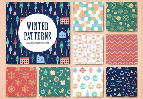 圣诞节卡通矢量插画无缝拼接背景