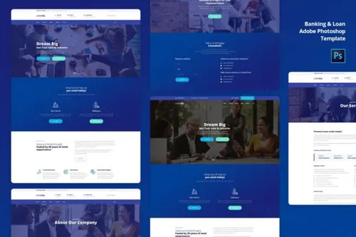 银行官网银行贷款业务网站模板下载[PSD]