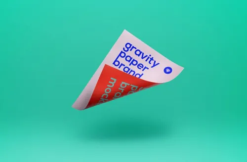 弯曲纸张模型PSD贴图模板Gravity Psd Paper Mockup