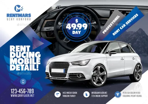 出租车宣传单模板 Rent A Car Flyer Templates