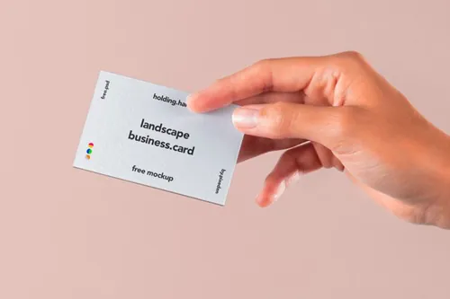 手持名片场景品牌设计提案样机PSD模板 Hand Holding Psd Business Card Mockup 4
