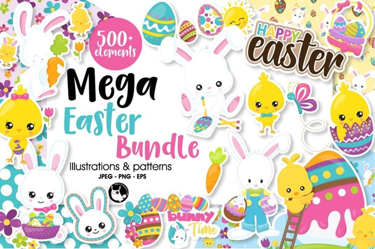 一大波萌萌的复活节矢量素材 Easter_Mega_Bund