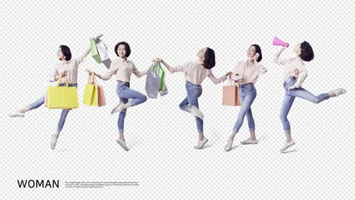 亚洲正在shopping购物的女人高清人物职业免抠图素材合辑