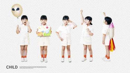 亚洲小学生小女孩研究学习科学实验高清人物职业免抠图素材合辑