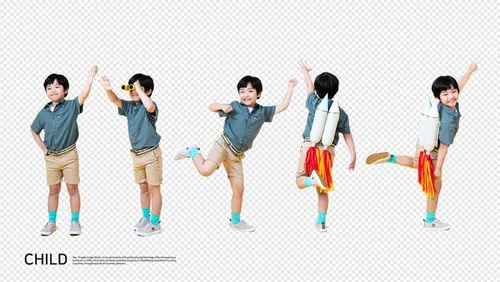 亚洲小学生小男孩研究学习科学实验高清人物职业免抠图素材合辑