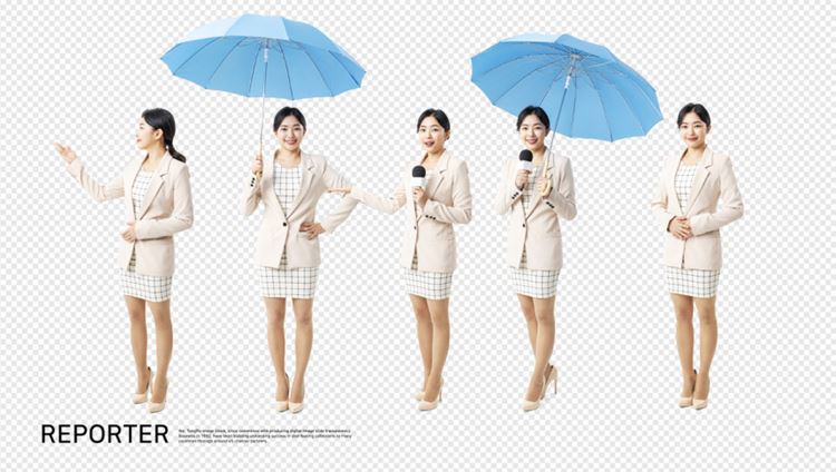 亚洲播音主持现场记者高清人物职业免抠图素材合辑