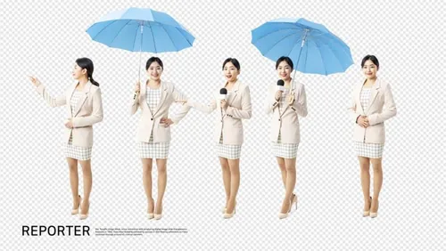 亚洲播音主持现场记者高清人物职业免抠图素材合辑