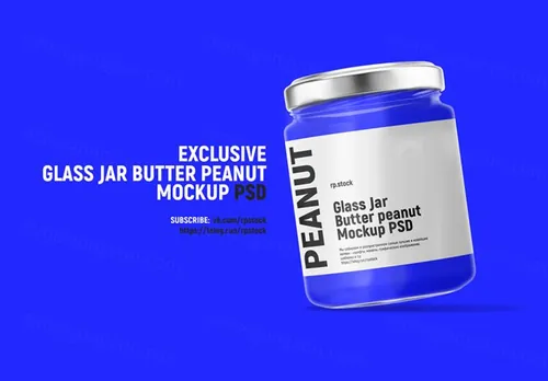 玻璃瓶黄油花生样机贴图模版素材 Glass Jar Butter Peanut Mockup