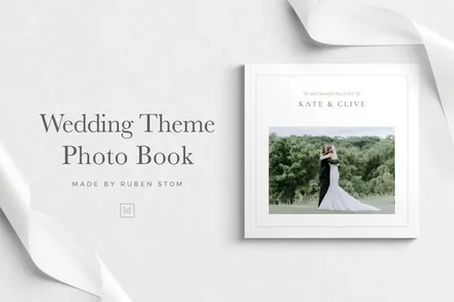 浪漫婚礼主题方形相册设计模板 Wedding Theme Photo Book 3507600