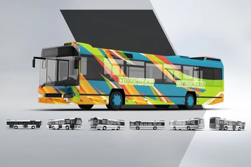 高品质高端城市公交车广告PSD模板 city-bus-mock-up