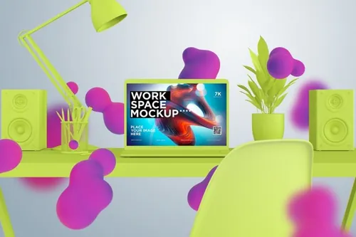 多彩有创意的 MacBook Pro 场景样机下载creative-one-colo