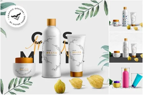 简约时尚清新高品质的高端化妆品包装设计cosmetics-mockup