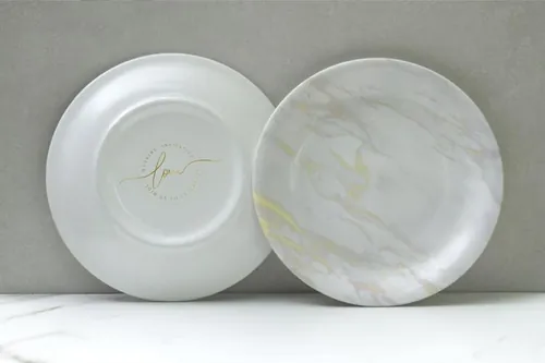 少见稀有的中国风陶瓷盘子餐盘设计VI样机展示模型porcelain-plate