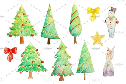 水彩圣诞节元素剪贴画 Watercolor Clipart