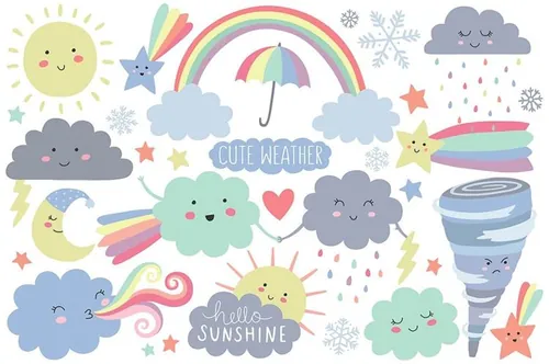 可爱的卡通设计元素插画Weather Design Elements Clipart