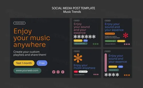 艺术家音乐流媒体Ins新媒体推广海报PSD模板 Music streaming platform template