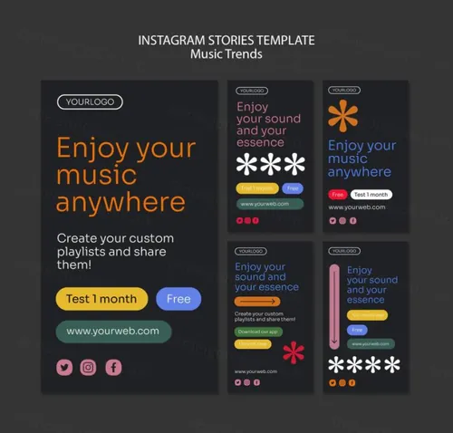 艺术家音乐流媒体Ins新媒体推广海报PSD模板 Music streaming platform template