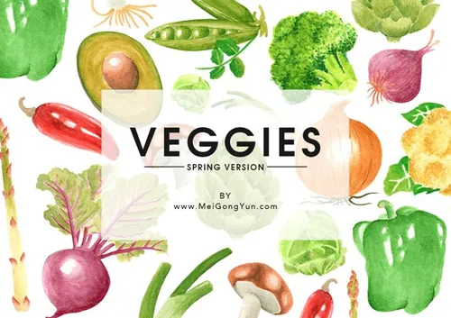 水彩蔬菜图形Vegetables_Watercolor