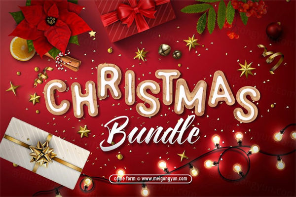 圣诞节新年矢量海报 Christmas Happy New Year