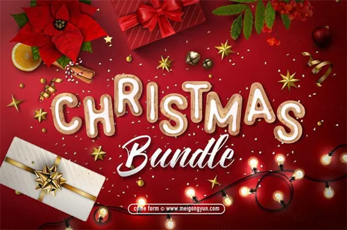 圣诞节新年矢量海报 Christmas Happy New Year