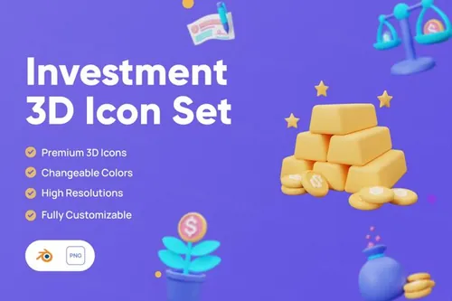 三维渲染金融投资等价交换主题卡通3D插画素材 Investm