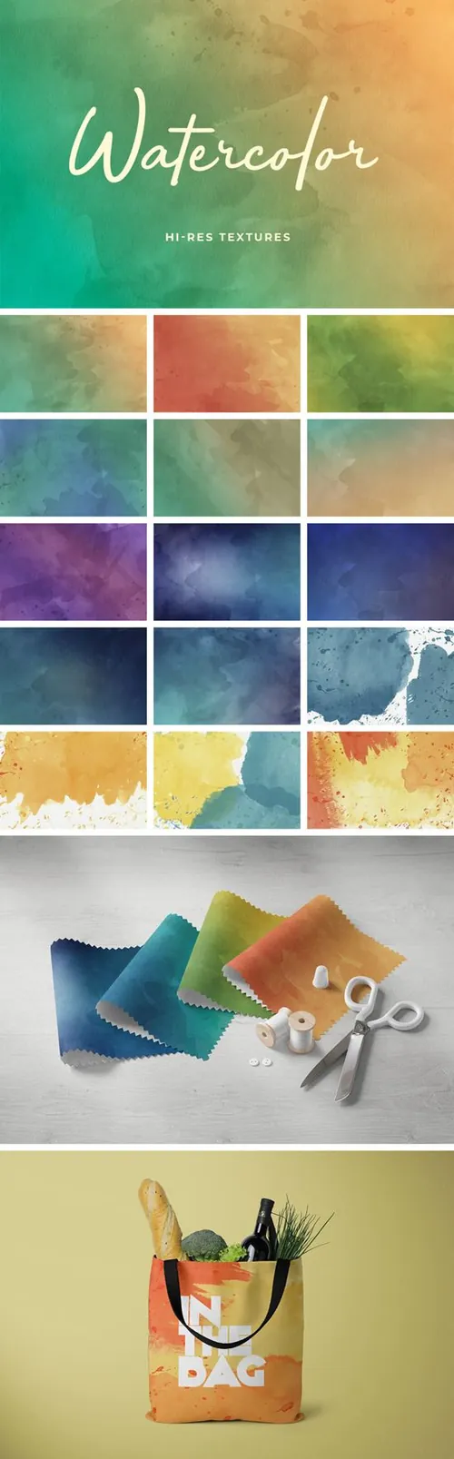 16款柔和的水彩高清背景素材 Watercolor Backgrounds Set