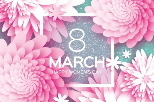 粉白剪纸花折纸卉贺卡三八妇女节母亲节快乐海报矢量素材