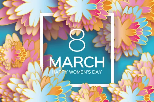 彩色剪纸花卉折纸贺卡三八妇女节母亲节快乐海报矢量素材