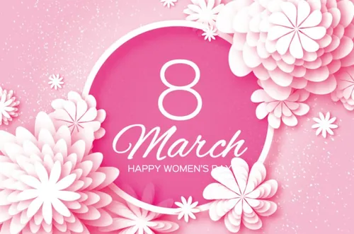 粉白剪纸花折纸卉贺卡三八妇女节母亲节快乐海报矢量素材