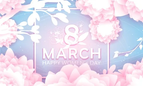 粉白剪纸花折纸卉贺卡三八妇女节母亲节快乐海报矢量素材