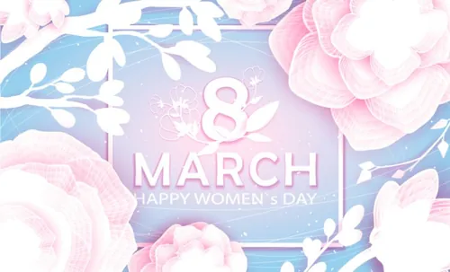 粉白剪纸花折纸卉贺卡三八妇女节母亲节快乐海报矢量素材