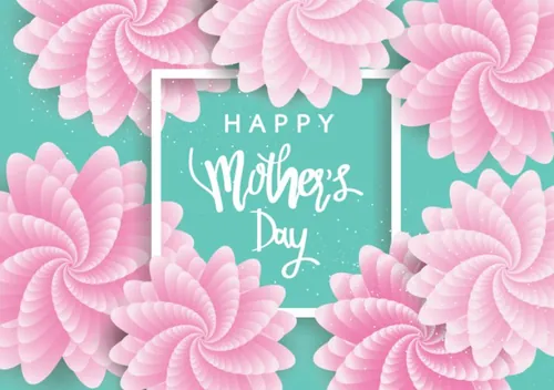 粉白剪纸花折纸卉贺卡三八妇女节母亲节快乐海报矢量素材