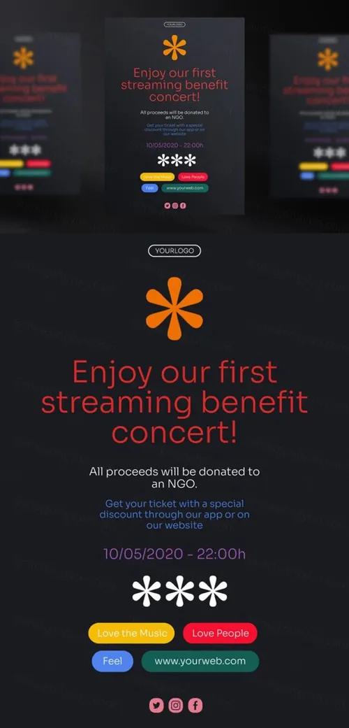 艺术家音乐流媒体Ins新媒体推广海报PSD模板 Music streaming platform template