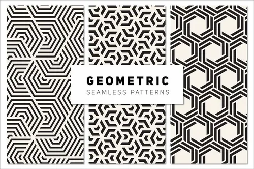 抽象线条图案无缝背景Bold Geometric Seamless Patterns