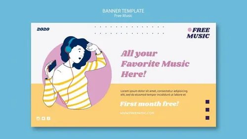 另类小清新轻音乐女性插画宣传海报PSD模板 Music concept post template