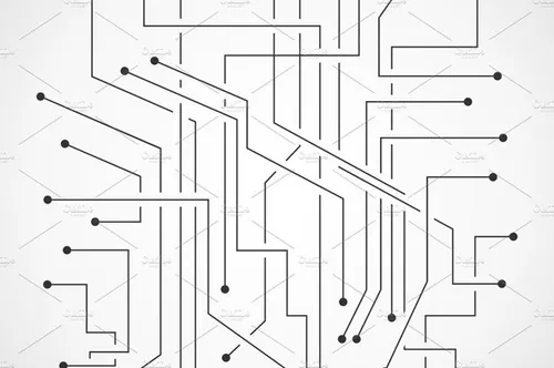 手绘电子线条矢量插图Scheme