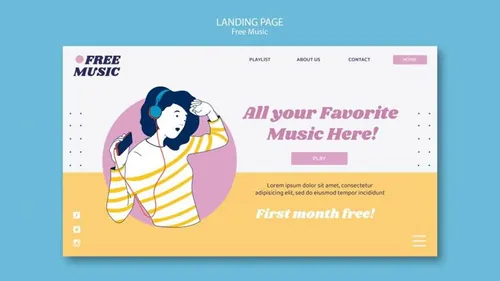 另类小清新轻音乐女性插画宣传海报PSD模板 Music concept post template